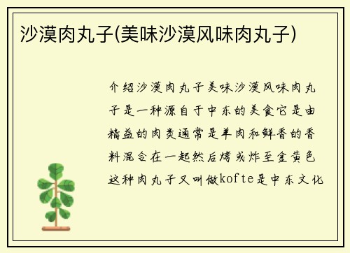 沙漠肉丸子(美味沙漠风味肉丸子)
